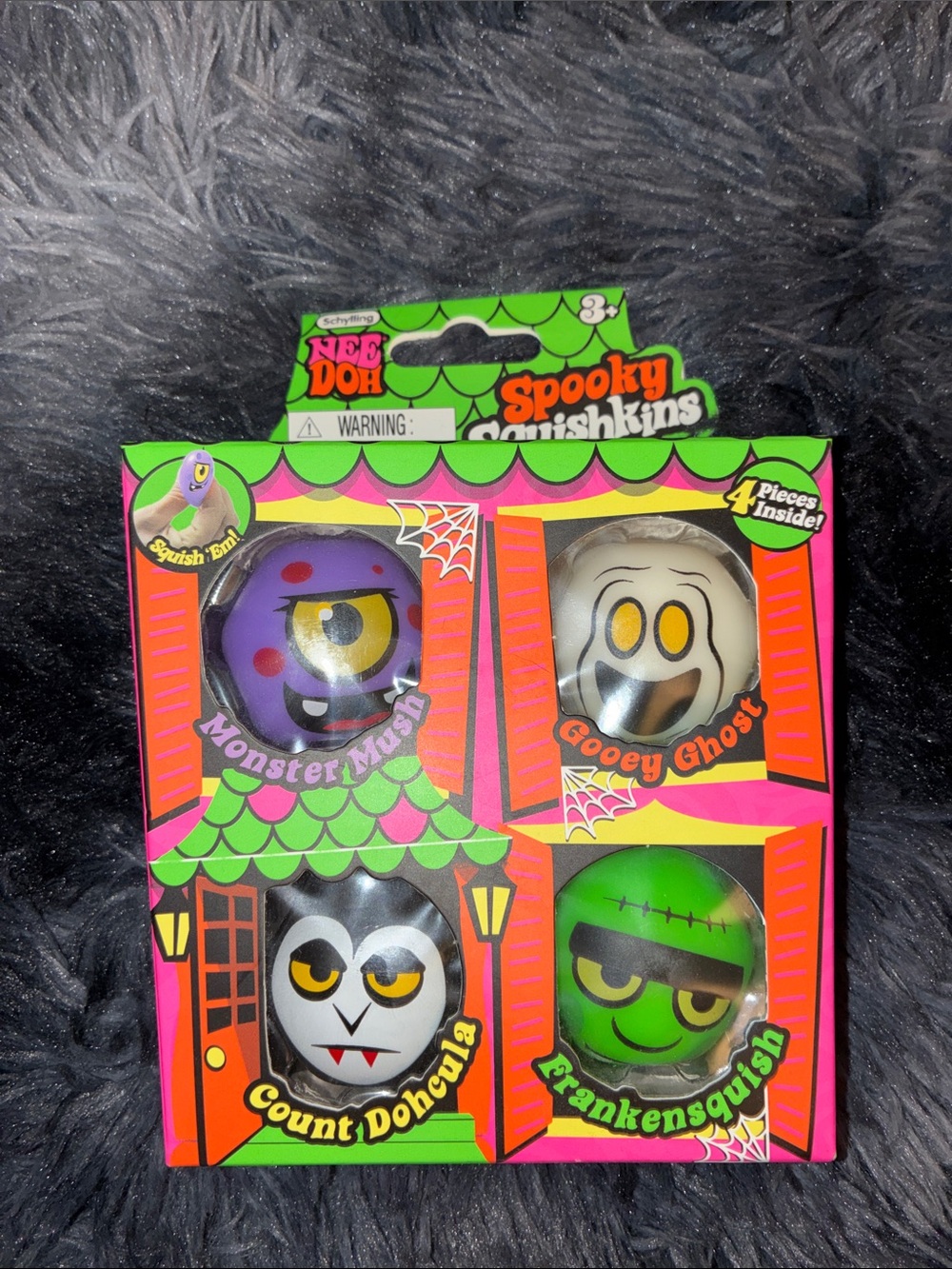 NeeDoh Spooky Squishkins Halloween 4-Pack mini balls frankensquish gooey ghost